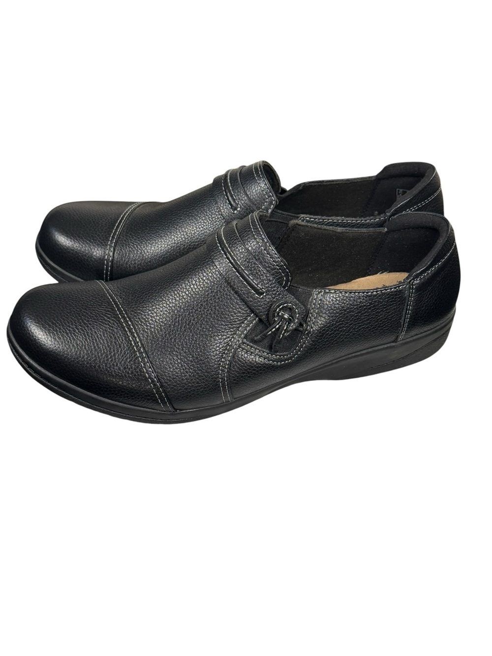 NWOTOB Clark’s Cheyn Madi Women’s Black Tumbled Leather Alip On Loafer Size 12W
